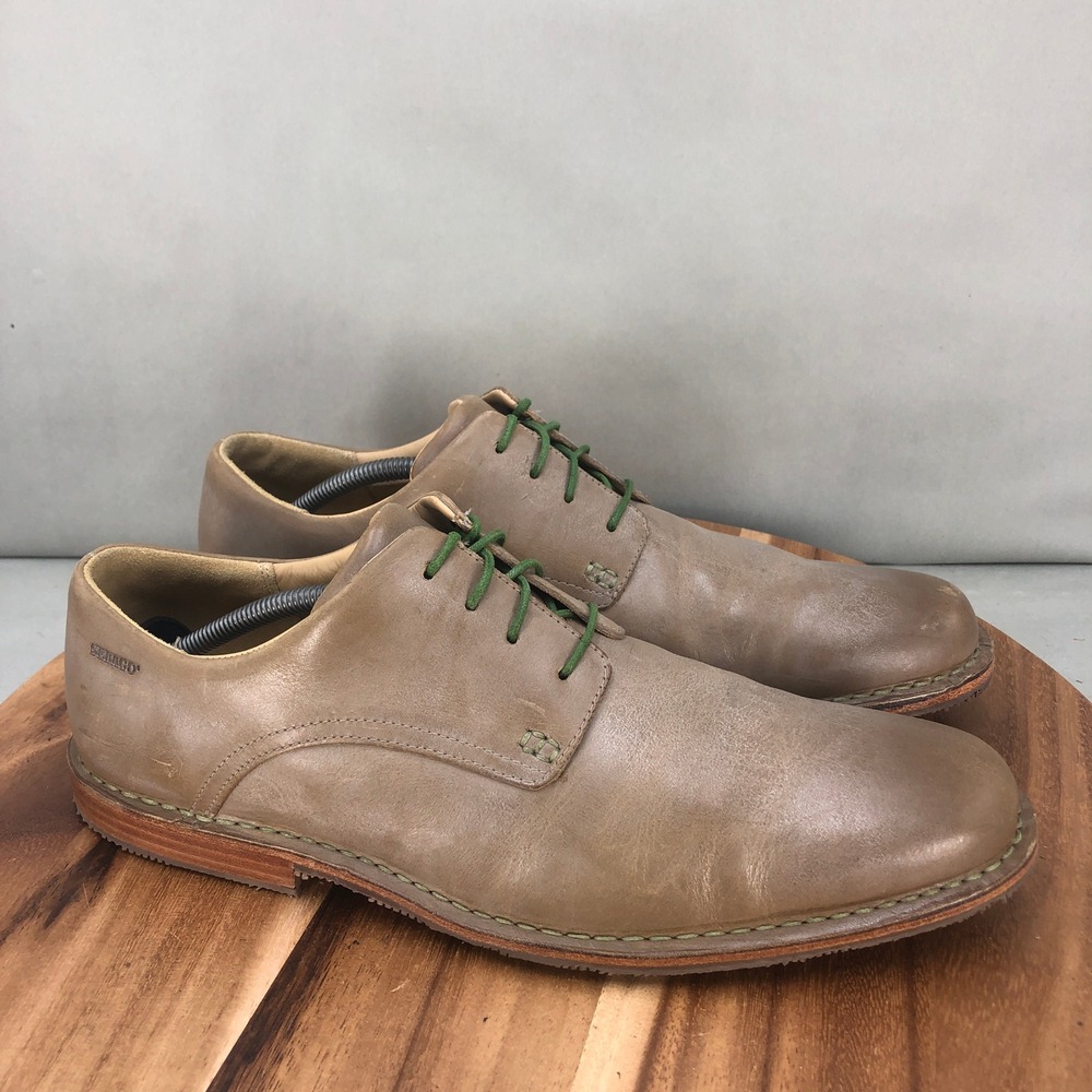 Sebago Salem Taupe Waxy Leather Dress Shoes Mens Size 12 D Oxford Lace Up
